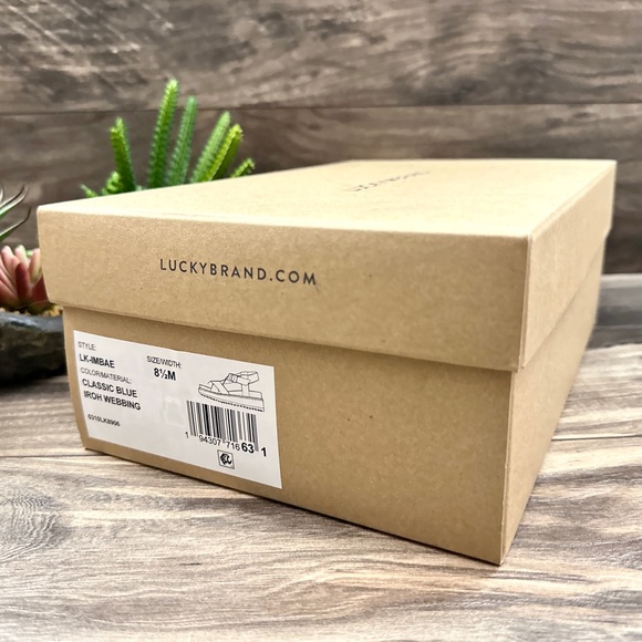 NIB Lucky Brand Imbae Strappy Platform Wedge Sandal Classic Blue Textile 8.5M - Picture 11 of 11